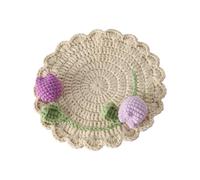 carotoe Artisanal Handwoven Tulips Coasters Set Double Headed Design for Dining Table Decors and Coffee Teas Accessories Crochet Tulips Coasters