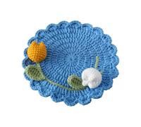 carotoe Artisanal Handwoven Tulips Coasters Set Double Headed Design for Dining Table Decors and Coffee Teas Accessories Crochet Tulips Coasters