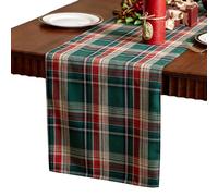 carotoe Checkered Table Runner Christmas Flannel Fabric, & Washable Dining Decor for Holiday Gatherings, Red Cheesecloth Table Runner