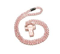 carotoe Crystal Bead Cross Rosary Necklace Holy Catholic Jewelry Charm for Home Bedroom Decorations Crystal Rosary Necklace for Women