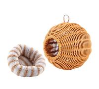 carotoe Handwoven Aesthetic Bird Nest with Chew Resistant Rattan Texture Assorted Cushion for Garden Wildlife Use Four Season Garden Birdhouse for Wild Birds