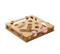 carotoe Multifunctional Wooden Cats Enrichment Toy Stimulates Curiosity Durability Structure for Active Indoor Kittens Natural Wood Cats Enrichment Toy
