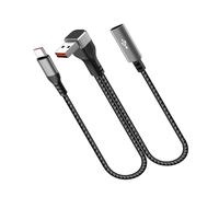 carotoe Nylon Braided USB Extension Cord USB to Type C Splitter 66W Power 90Degree Bend Design for Compactly Space Fast Charging Data Cable for Car