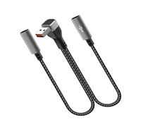 carotoe Nylon Braided USB Extension Cord USB to Type C Splitter 66W Power 90Degree Bend Design for Compactly Space Fast Charging Data Cable for Car