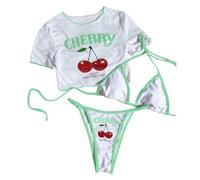 carotoe Pack of 3Pcs Quick Dry Tankini Set Slimming Design Bathing Suit Breathable Fabric with Top for Vacation Swimming Quick Dry