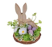 carotoe Rabbits Eggs Desktop Ornament Simple Assembly Wood Blend Indoor Outdoor Holiday Decoration Easter Party Supplies