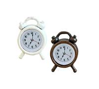 carotoe Retro Alarm Clock Set Metal Desktop Decorations for 1/12 Scale Craft Display Collectible Gifts Miniature Alarm Clock