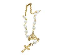 carotoe Rose Beaded Rosary Cross Pendants Bracelets Catholicism Prayer Religious Cross Wristchain Jewelry for Family Woman Player Rosary Bracelets