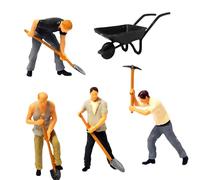 carotoe Tiny 1: 64 Scale Construction Site Model with Treasure Workers Decorative Ideal for Home or Work Area Decoration Miniature Construction Workers