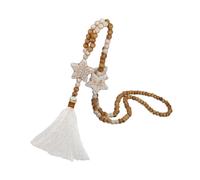 carotoe Trendy Long Beaded Necklace with Five Point Star Pendant Sweater Chain Jewelry Accessory for Women Long Wooden Bead Necklace