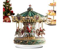 Carousel - Acrylic 2D Decorative Ornament, Festive Display With Santa Claus, Holiday Scene Figurine, Elegant Seasonal Centerpiece | Carousel For Shelf Window Cafe Bedroom