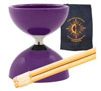 Carousel Bearing Diabolo Set - Kids, Fast Bearing Diablo with Wood Sticks, Pro String and Cascade Juggling Bag (Purple)