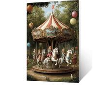Carousel Diamond Art kits Adults with Diamond Art Accessories, 5D Square Gem Crystal Crafts Kits for Kids, Landscape Paint by Numbers on Canvas with Rhinestones, for Home Decor 8 x 16 In Model-6852