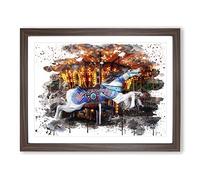 Carousel Fairground Horse No.1 V3 Modern Framed Wall Art Print, Ready to Hang Picture for Living Room Bedroom Home Office Décor, Walnut A4 (34 x 25 cm)
