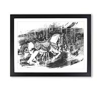 Carousel Fairground Horse Vol.2 V1 Modern Framed Print | A3 Black Framed Wall Art | Ready to Hang | Modern Animal Picture | Living Room Bedroom Lounge Office