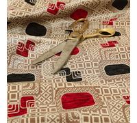 Carousel Geometric Two Tone Shine Upholstery Fabric, Black Red