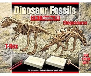 Carousel Home 2 IN 1 Deluxe Dig Out Dinosaur Skeleton Fossil Palaeontology Archaeology Excavation Kit - T Rex AND Stegosaurus