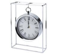 Carousel Home 25cm Stylish Silver Hanging Table Clock | Suspended Chrome Mantel Clock | Living Room Round Hanging Mantle Clock In Chrome Frame