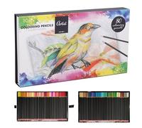 Carousel Home 80 Piece Colouring Pencil Set in Storage Box, Artist Drawing Pencils for Shading Blending Sketching