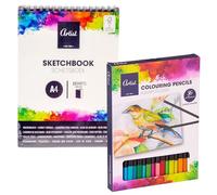 Carousel Home A4 Sketch Pad with 36 Piece Colouring Pencil Set, Artist Drawing Paper Pad Sketchbook & Colouring Pencils Art Set