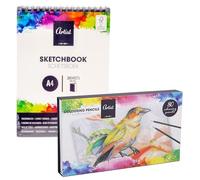 Carousel Home A4 Sketch Pad with 80 Piece Colouring Pencil Set, Artist Drawing Paper Pad Sketchbook & Colouring Pencils Art Set
