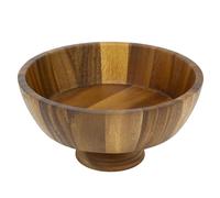 Carousel Home Acacia Wood Pedestal Fruit Bowl | 25cm Round Wooden Footed Kitchen Bowl for Fruit, Salad & Snacks