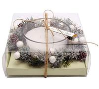 Carousel Home and Gifts Christmas Wreath Candle Pot Ornament ~ Xmas Table Centrepiece Decoration