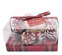 Carousel Home and Gifts Christmas Wreath Scented Fragranced Candle Pot Ornament ~ Xmas Table Centrepiece Decoration ~ White Wax - Spiced Clove & Ginger