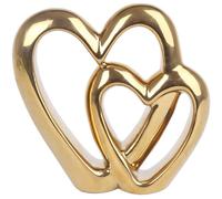 Carousel Home and Gifts Elegant Gold Effect Metal Double Love Heart Decorative Ornament