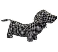 Carousel Home and Gifts Herringbone Fabric Sausage Dog Doorstop 35Cm ~ Black Dachshund Puppy Dog Door Stop