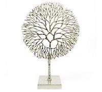 Carousel Home and Gifts Silver Coral Sculpture Decorative Ornament on Metal Stand Tree Of Life Jewellery Stand - Silver Metal Coral Ornament On Aluminium Base