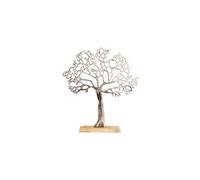 Carousel Home and Gifts Silver Metal Tree Decorative Ornament On Wooden Base - Large