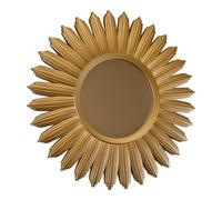 Carousel Home and Gifts Stunning Gold Effect Wooden Sunburst Wall Hanging Glass Sun Mirror
