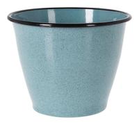 Carousel Home Blue Speckled Metal Plant Pot, 17cm Round Reactive Glaze Effect Outdoor Flower Pot, Planter for Garden