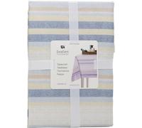 Carousel Home Blue Stripe Tablecloth, 130x180cm Rectangle Linen Look Polyester Fabric Dining Table Cloth Scalloped Edge