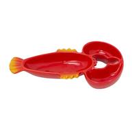 Carousel Home Ceramic Lobster Tapas Dish, 25cm Red Shellfish Coastal Snack Platter, 3 Compartment Seafood Serving Bowl
