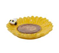 Carousel Home Ceramic Sunflower Trinket Dish, 12.5cm Floral Jewellery Tray with Bumblebee, Decorative Trinket Plate