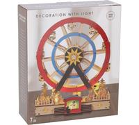 Carousel Home Christmas LED Ferris Wheel Ornament | Wooden Big Wheel Spinning Christmas Decoration with Lights - 30cm ~ Design Varies