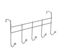 Carousel Home Chrome Over Door Hook Rack, 37cm 5 Hook Metal Door Hanger Coat Rack Space Saving Storage for Bedroom Bathroom