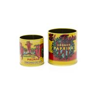 Carousel Home El Toro Mini Mediterranean Replica Food Tin Set | 2 Small Vintage Style Decorative Storage Tins | Retro Mini Metal Storage Pots