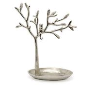 Carousel Home Gifts 31cm Silver Metal Tree Of Life Jewellery Stand | Aluminium Tree Necklace Organiser | Ring Holder Cat Ornament