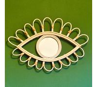 Carousel Home Gifts 42cm Decorative Rattan Eye Shaped Wall Mirror | Wall Hanging Wicker And Glass Boho Mirror