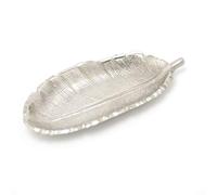 Carousel Home Gifts Stylish Silver Metal Feather Trinket Dish | Display Plate Vanity Tray | Ring Holder Jewellery Plate