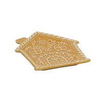 Carousel Home Gingerbread House Ceramic Serving Plate | Festive Christmas Plate for Snacks, Biscuits & Treats | Charming Gingerbread Tableware - 21x23cm