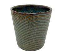 Carousel Home Green Ceramic Plant Pot, 11cm Embossed Spiral Reactive Glaze Indoor Planter, Small Succulent Cactus Flower Pot