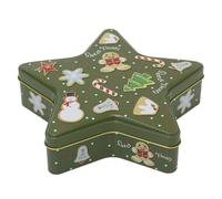 Carousel Home Green Star-Shaped Christmas Tin Storage Boxes | Festive Cookie Biscuit Tin Star Gift Box - 19cm
