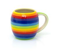 Carousel Home Hand Painted Rainbow Stripe Coffee Mug | Large Round Multi Coloured Tea Cup | Stripped Hot Drinks Mug Coffee Cup