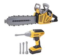 Carousel Home Kids DIY Tool Pack with Battery-Powered Chainsaw and Light-Up Screwdriver Set for Creative Play | Kids Power Tools