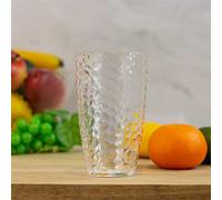 Carousel Home Large Embossed Plastic Tumbler Glass | Reusable Plastic Drinking Glass Clear Plastic Glass | Reusable Drinkware Outdoor Drinks Glass