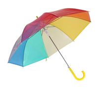 Carousel Home Large Rainbow Umbrella with Semi-Automatic Open | Transparent Multicoloured Umbrella with 16 Ribs & Curved Handle - 80cm Diameter